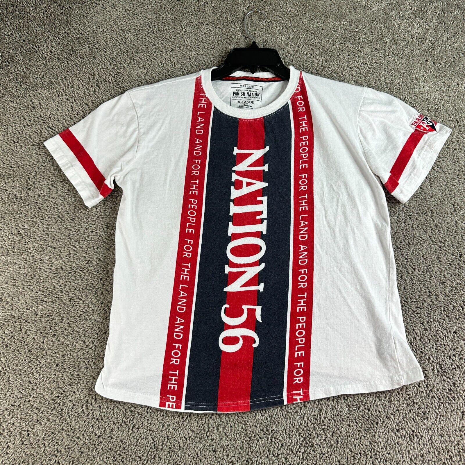 Parish Nation Shirt Boys Extra Large White Red For The People For The Land
